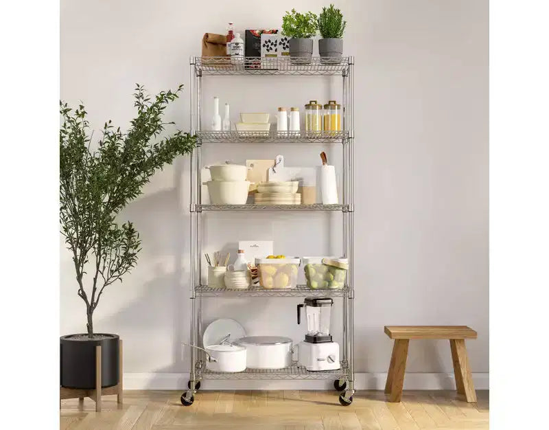 Scaffale in filo d'acciaio a 5 ripiani – 91,4 cm x 35,6 cm, Scaffalatura resistente