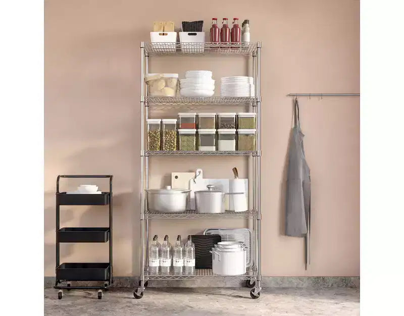 Scaffale in filo d'acciaio a 5 ripiani – 91,4 cm x 35,6 cm, Scaffalatura resistente