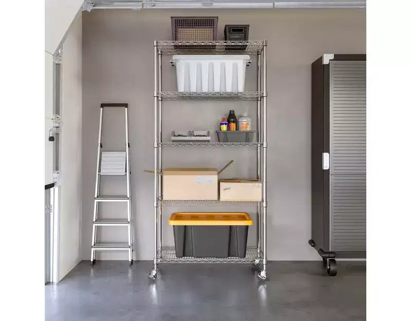 Scaffale in filo d'acciaio a 5 ripiani – 91,4 cm x 35,6 cm, Scaffalatura resistente