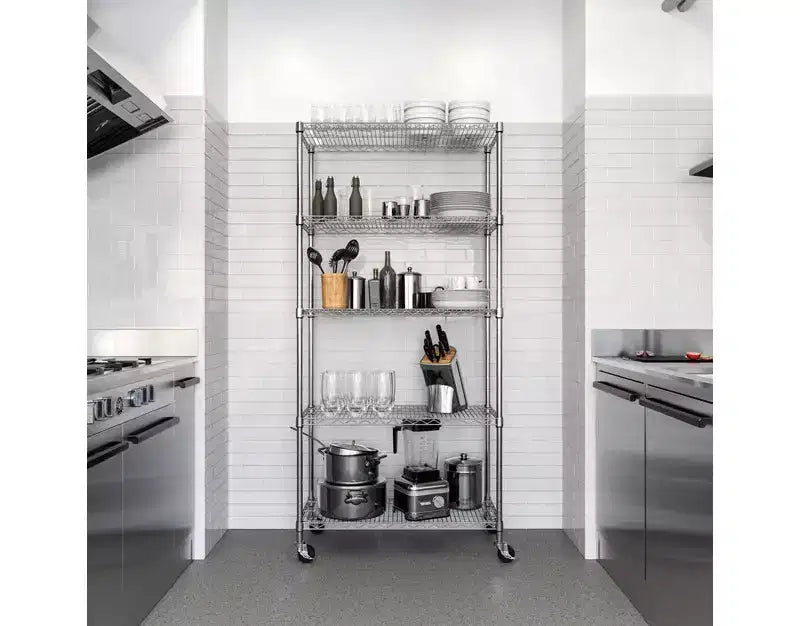 Scaffale in filo d'acciaio a 5 ripiani – 91,4 cm x 35,6 cm, Scaffalatura resistente