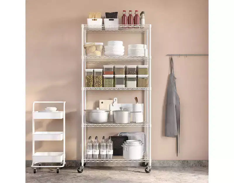 Scaffale in filo d'acciaio a 5 ripiani – 91,4 cm x 35,6 cm, Scaffalatura resistente