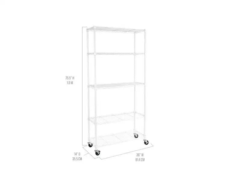 Scaffale in filo d'acciaio a 5 ripiani – 91,4 cm x 35,6 cm, Scaffalatura resistente