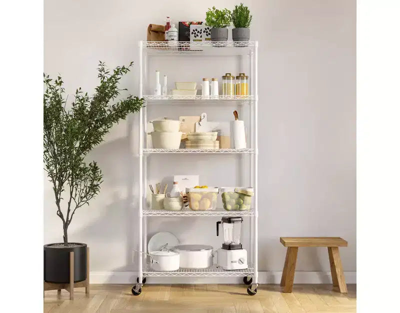 Scaffale in filo d'acciaio a 5 ripiani – 91,4 cm x 35,6 cm, Scaffalatura resistente