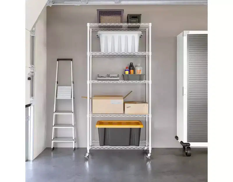 Scaffale in filo d'acciaio a 5 ripiani – 91,4 cm x 35,6 cm, Scaffalatura resistente