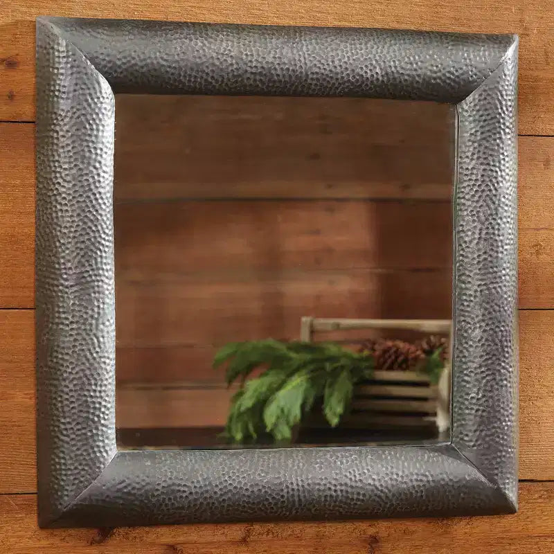 Specchio da parete rustico in stile rustico – Cornice in metallo, 50x50 cm, stile country