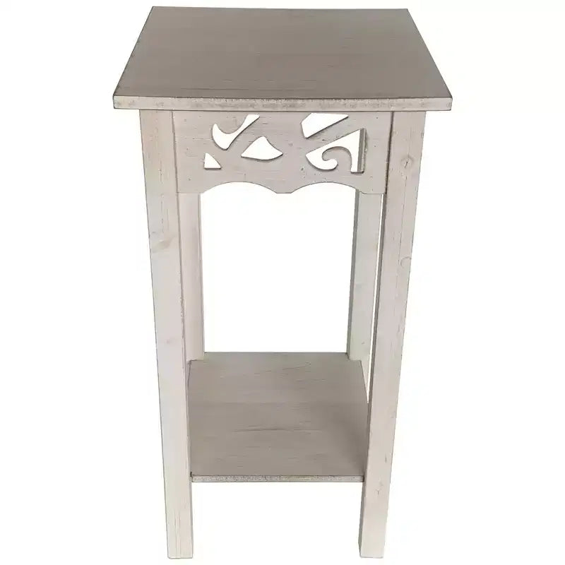 Tavolino porta piante stile antico con ripiano contenitore – 30x30x60 cm, grigio