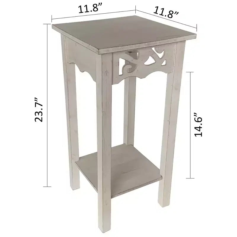 Tavolino porta piante stile antico con ripiano contenitore – 30x30x60 cm, grigio