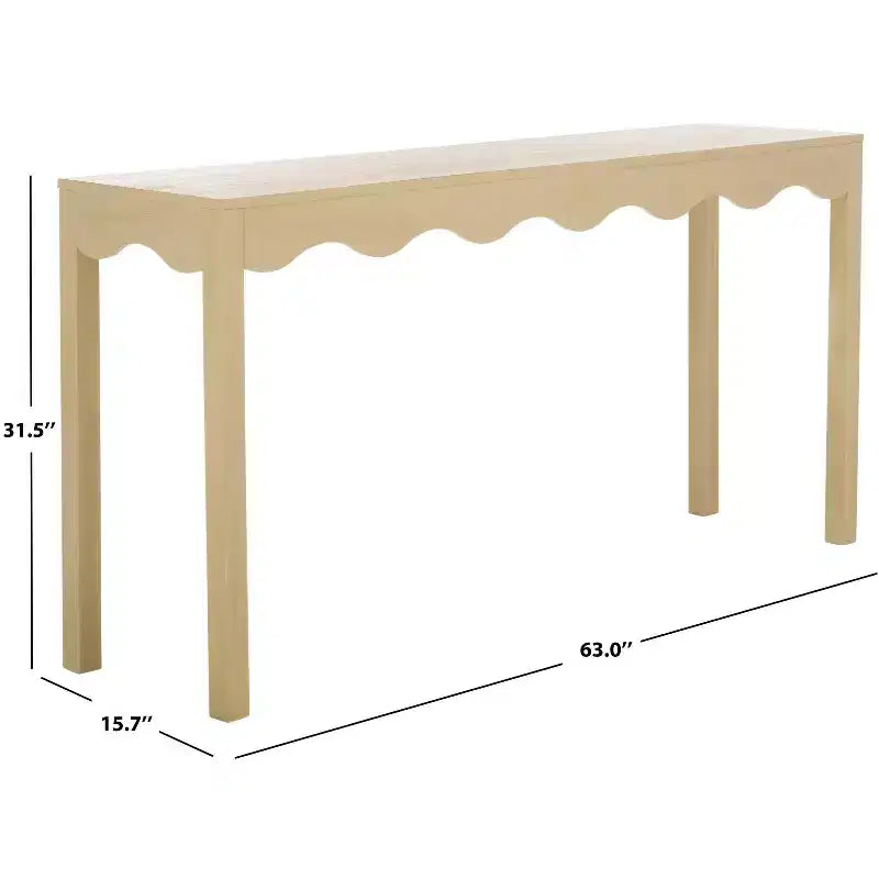 Console ondulata – Finitura naturale da 160 cm, pino e MDF, gambe a forcina, capacità 18 kg