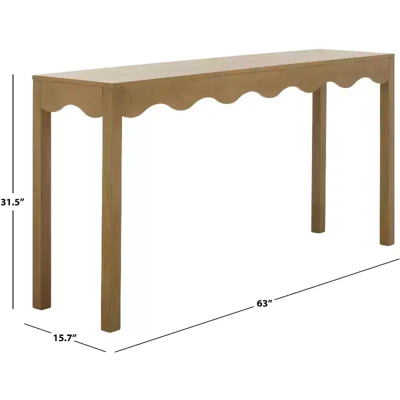 Console ondulata – Finitura naturale da 160 cm, pino e MDF, gambe a forcina, capacità 18 kg