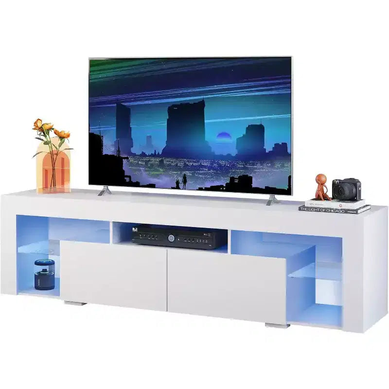 Mobile TV da 160 cm per TV da 55-70" – Centro Intrattenimento Moderno con Luci LED e 2 Cassetti