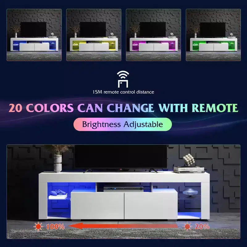 Mobile TV da 160 cm per TV da 55-70" – Centro Intrattenimento Moderno con Luci LED e 2 Cassetti