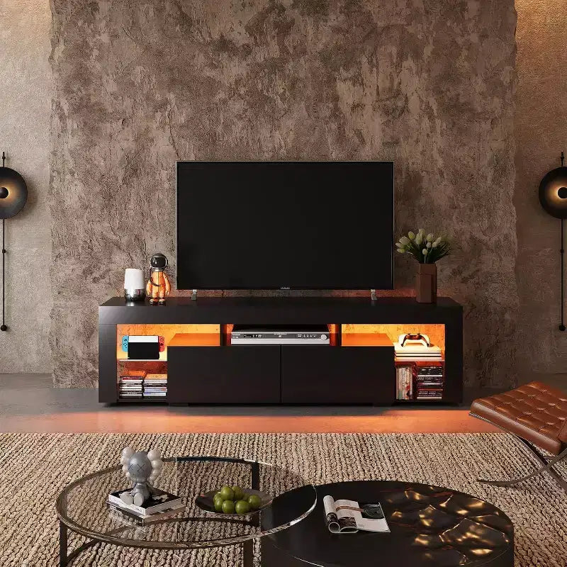 Mobile TV da 160 cm per TV da 55-70" – Centro Intrattenimento Moderno con Luci LED e 2 Cassetti