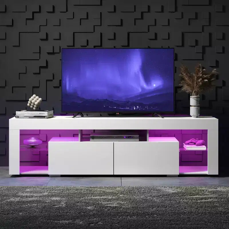 Mobile TV da 160 cm per TV da 55-70" – Centro Intrattenimento Moderno con Luci LED e 2 Cassetti