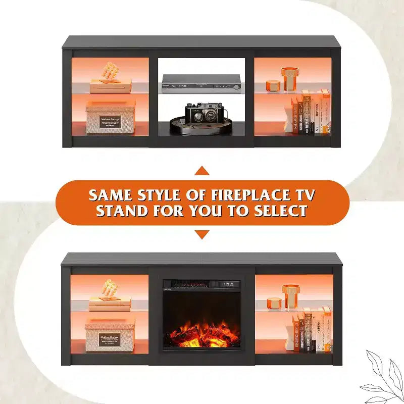 Mobile TV da 58" con luci LED per TV fino a 65" – Bianco, Ripiani in Vetro, Centro Intrattenimento