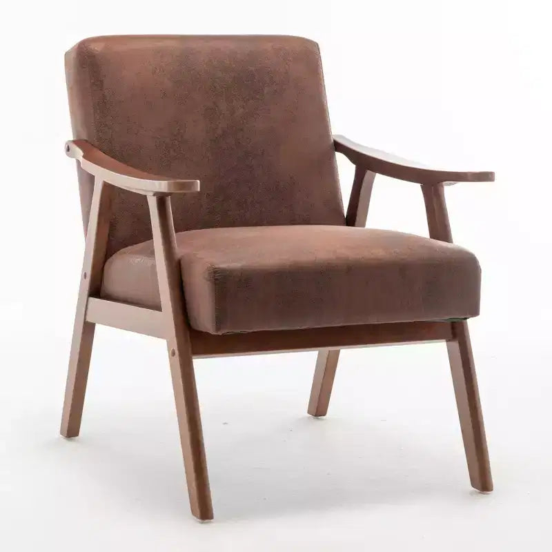Poltrona di design Mid-Century – Rivestimento in velluto, struttura in legno di gomma, capacità 136 kg