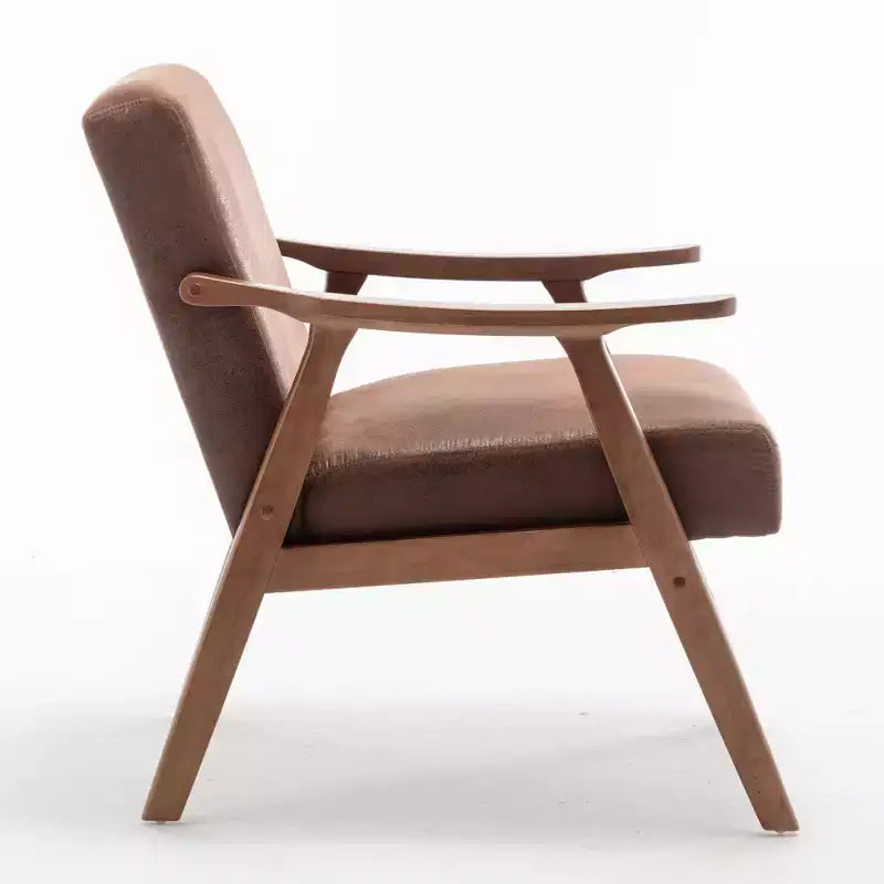 Poltrona di design Mid-Century – Rivestimento in velluto, struttura in legno di gomma, capacità 136 kg