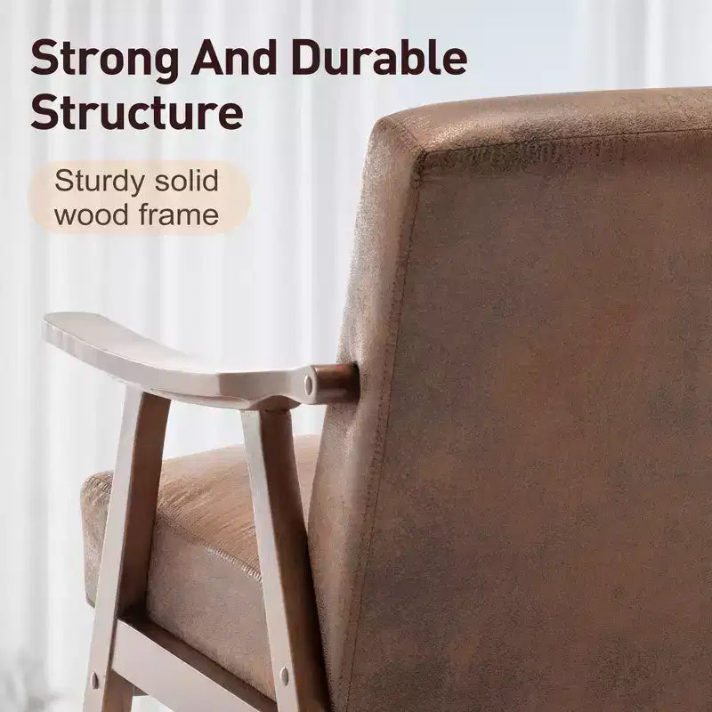 Poltrona di design Mid-Century – Rivestimento in velluto, struttura in legno di gomma, capacità 136 kg