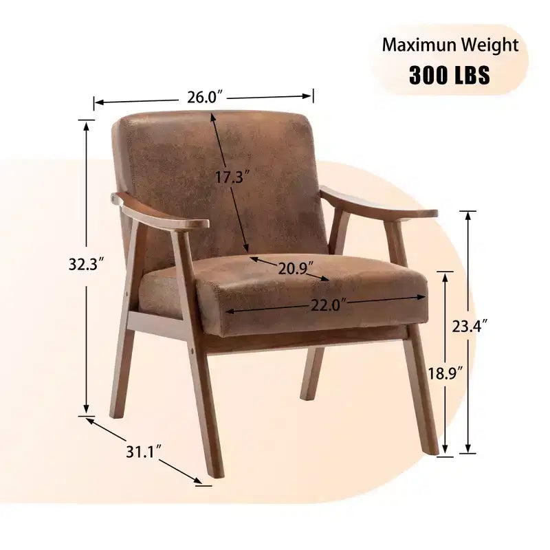 Poltrona di design Mid-Century – Rivestimento in velluto, struttura in legno di gomma, capacità 136 kg