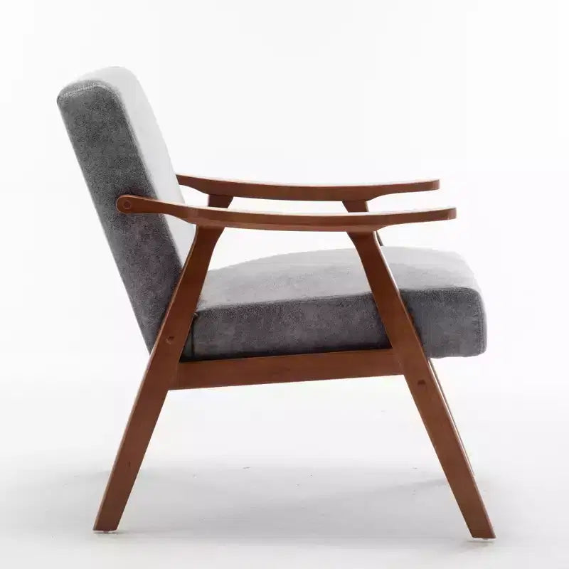 Poltrona di design Mid-Century – Rivestimento in velluto, struttura in legno di gomma, capacità 136 kg