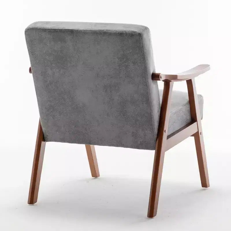 Poltrona di design Mid-Century – Rivestimento in velluto, struttura in legno di gomma, capacità 136 kg