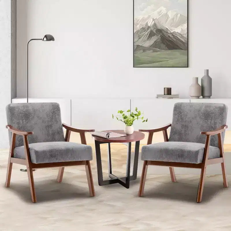 Poltrona di design Mid-Century – Rivestimento in velluto, struttura in legno di gomma, capacità 136 kg