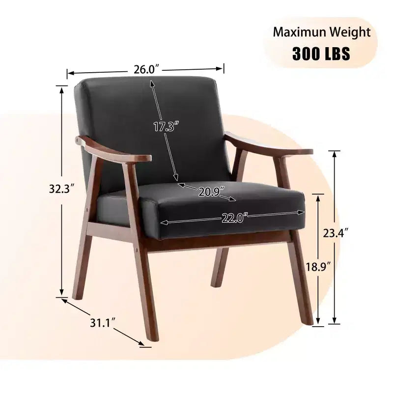 Poltrona di design Mid-Century – Rivestimento in velluto, struttura in legno di gomma, capacità 136 kg