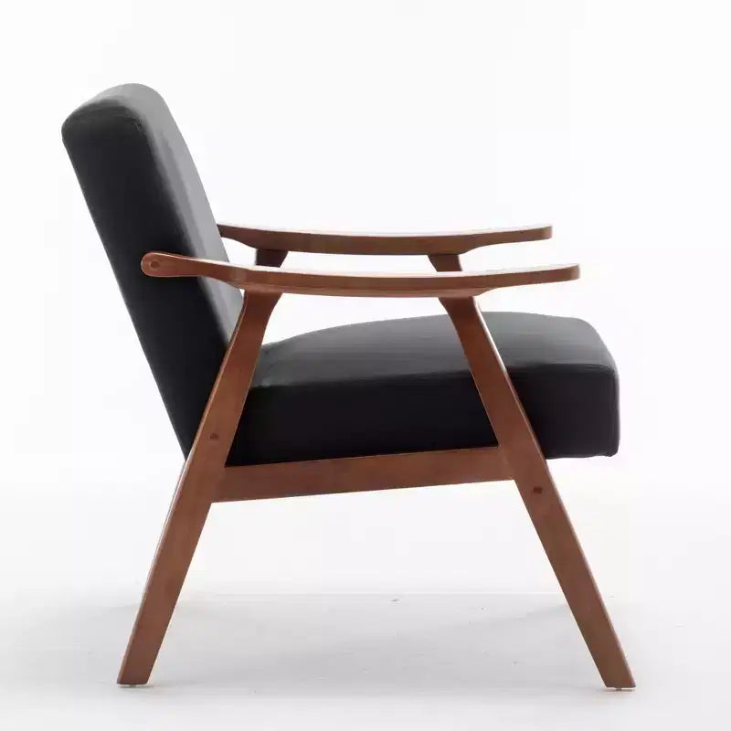 Poltrona di design Mid-Century – Rivestimento in velluto, struttura in legno di gomma, capacità 136 kg