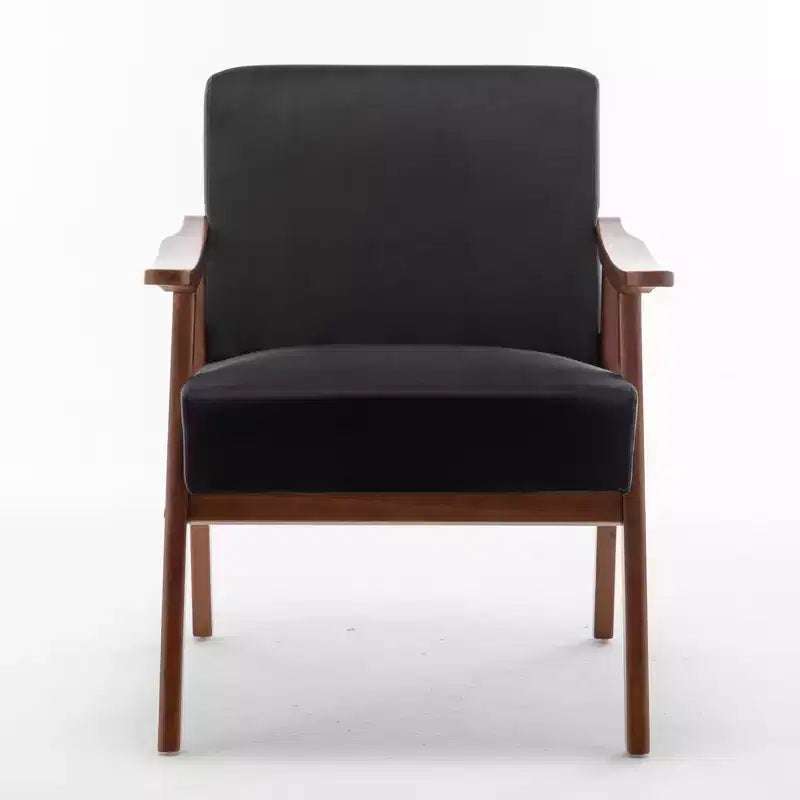 Poltrona di design Mid-Century – Rivestimento in velluto, struttura in legno di gomma, capacità 136 kg