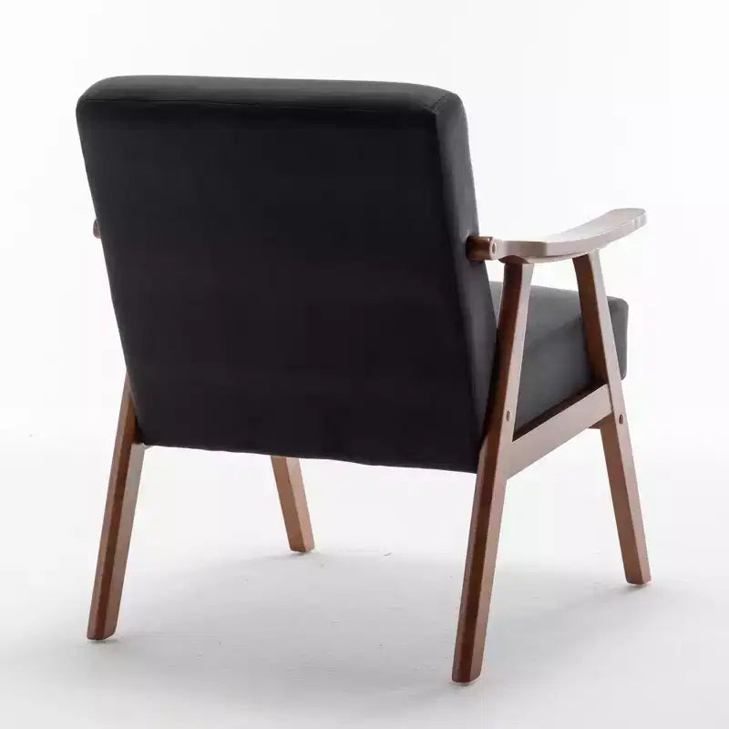 Poltrona di design Mid-Century – Rivestimento in velluto, struttura in legno di gomma, capacità 136 kg