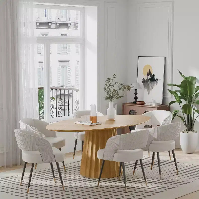 Tavolo da pranzo ovale in legno massello 67x33,5 con elegante base affusolata per 6 persone