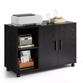 Office Storage Cabinet with Doors and Shelves, Lateral Printer Cabinet for File and Supply Storage in Home Office