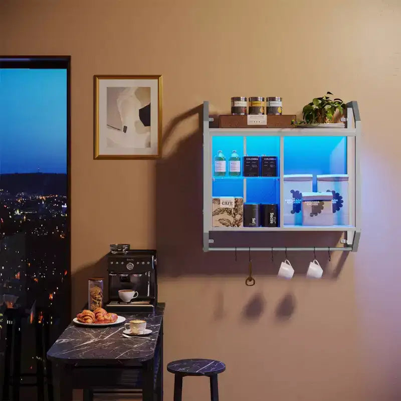 Mensole flottanti da parete a LED con ripiani in vetro regolabili – Scaffale per gaming ed esposizione