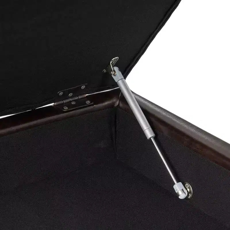 Pouf Contenitore Quadrato da 79 cm in Ecopelle Trapuntata con Ripiano – Marrone