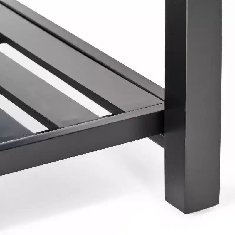 Pouf Contenitore Quadrato da 79 cm in Ecopelle Trapuntata con Ripiano – Marrone