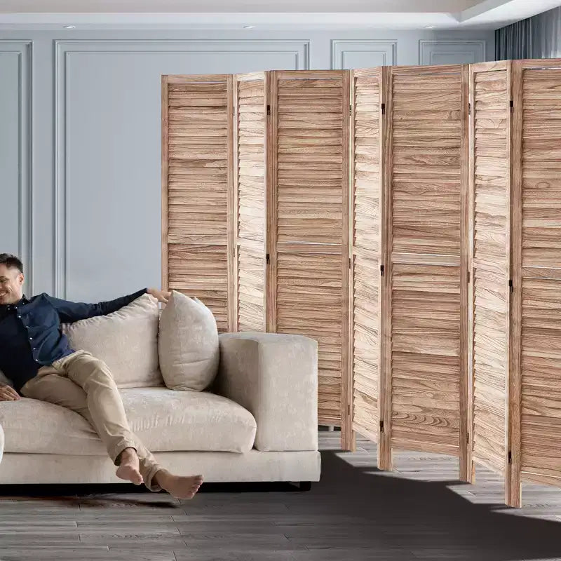 Divisorio pieghevole in legno a 8 pannelli – Paravento a persiana alto 170 cm