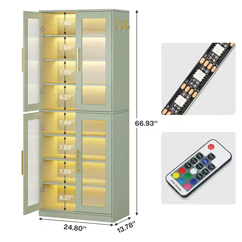 Libreria Espositiva Bianca Illuminata a LED con Ante in Acrilico RGB – Telecomandata