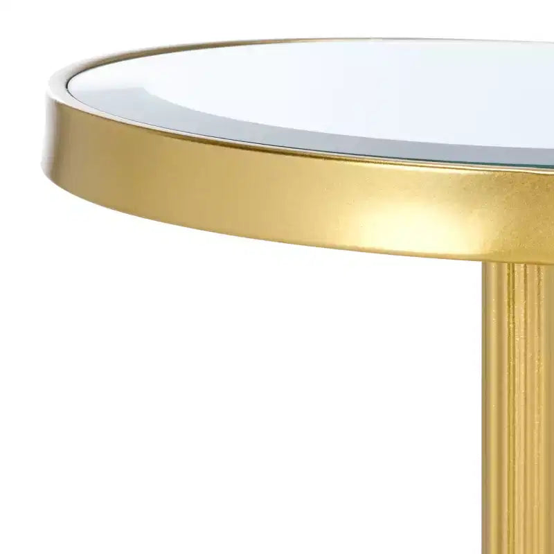 Tavolino d'appoggio rotondo in oro e specchio – Tavolino moderno glamour