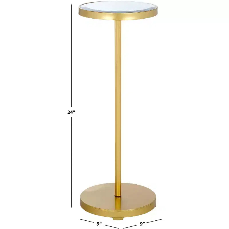 Tavolino d'appoggio rotondo in oro e specchio – Tavolino moderno glamour