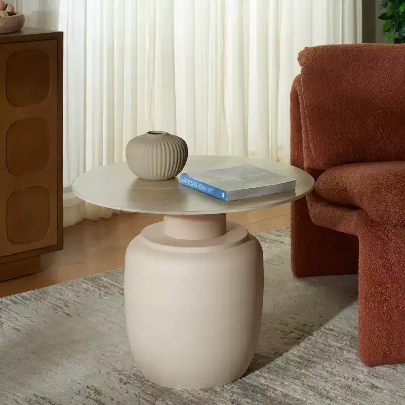 Tavolino alto in ceramica – Beige, Tavolino d'appoggio moderno