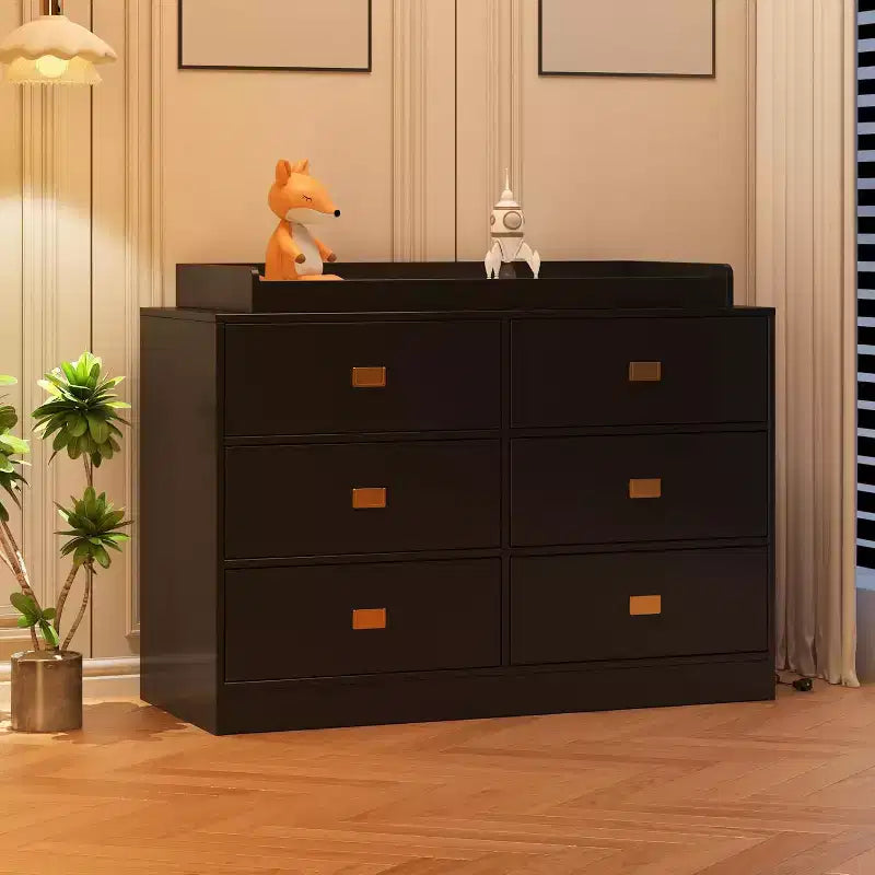 Cassettiera per Camera da Letto con 6 Cassetti, Fasciatoio, Morbido Tappetino e Piano Rimovibile, Cassettiere per Neonati con Fasciatoio per la Cameretta