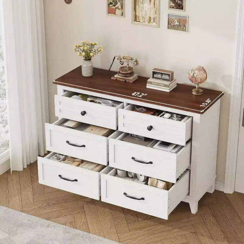 Cassettiera a 6 cassetti per camera da letto, Comò largo 120 cm in legno, Organizer moderno indipendente, Soggiorno, Ingresso