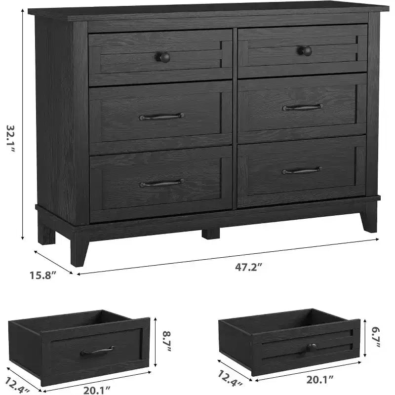 Cassettiera a 6 cassetti per camera da letto, Comò largo 120 cm in legno, Organizer moderno indipendente, Soggiorno, Ingresso