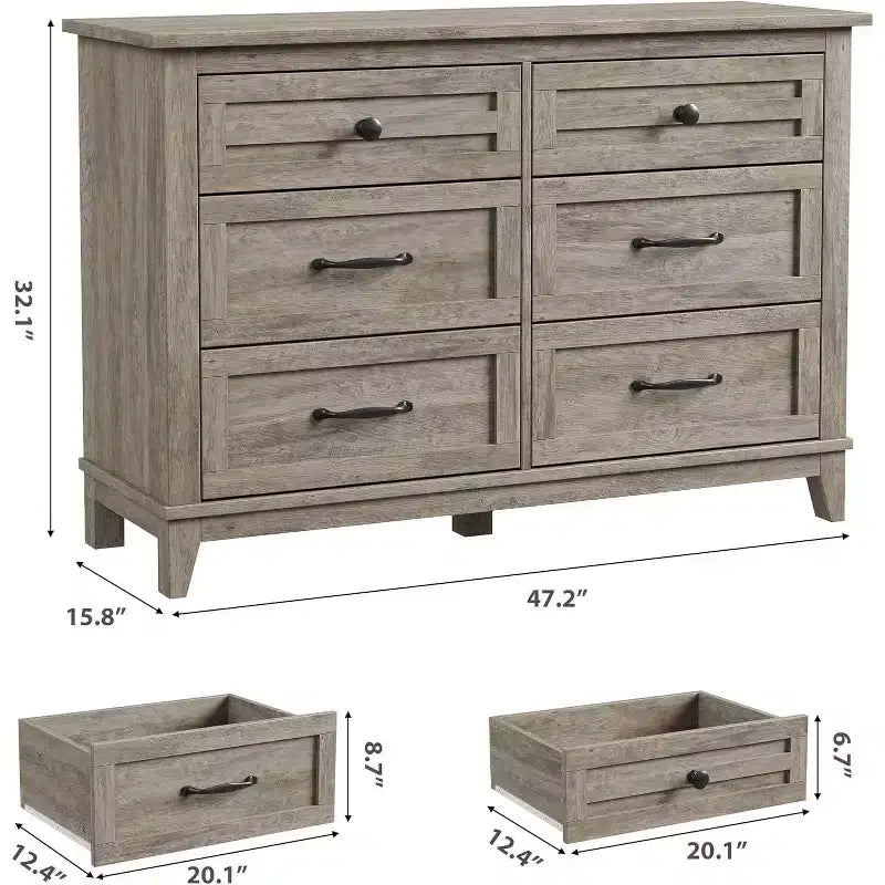 Cassettiera a 6 cassetti per camera da letto, Comò largo 120 cm in legno, Organizer moderno indipendente, Soggiorno, Ingresso