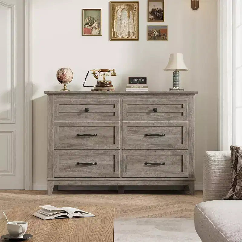 Cassettiera a 6 cassetti per camera da letto, Comò largo 120 cm in legno, Organizer moderno indipendente, Soggiorno, Ingresso