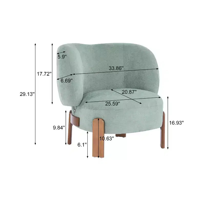 Poltrona senza braccioli imbottita "Wingback" in stile Mid-Century Modern