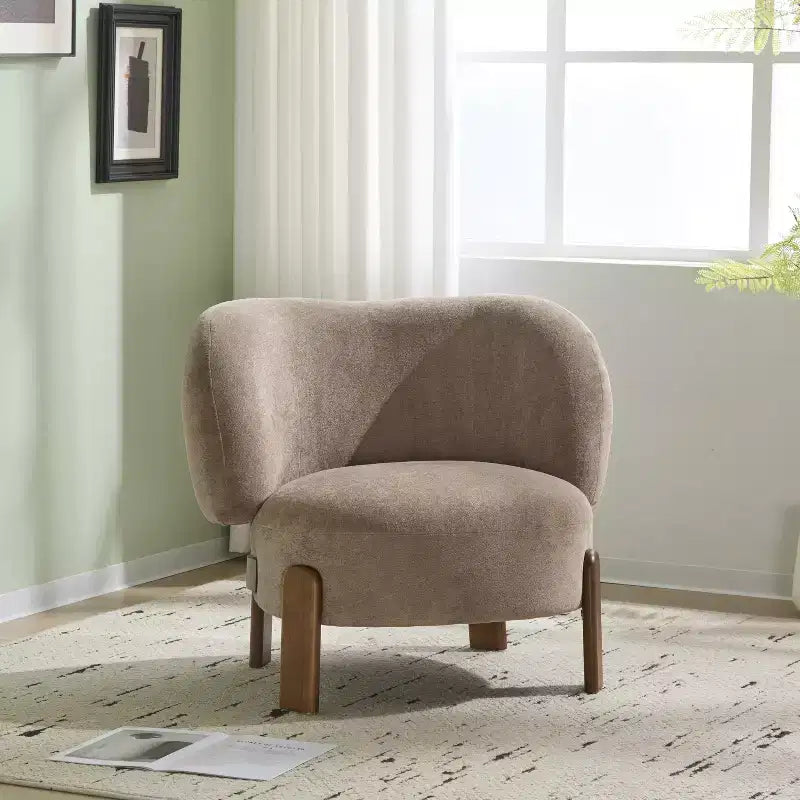 Poltrona senza braccioli imbottita "Wingback" in stile Mid-Century Modern