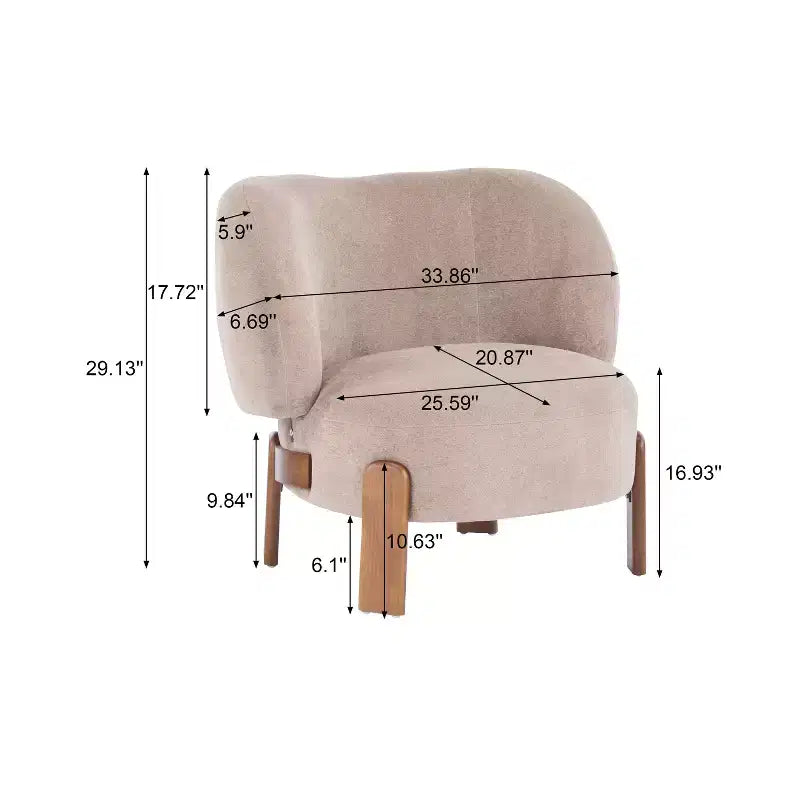 Poltrona senza braccioli imbottita "Wingback" in stile Mid-Century Modern