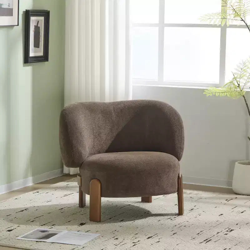 Poltrona senza braccioli imbottita "Wingback" in stile Mid-Century Modern