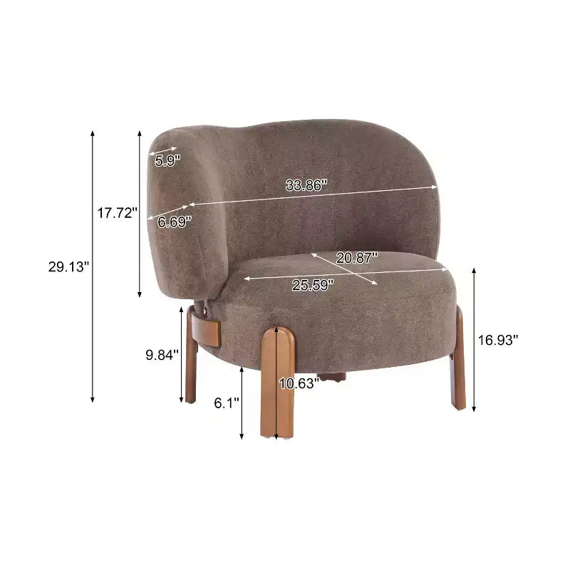 Poltrona senza braccioli imbottita "Wingback" in stile Mid-Century Modern