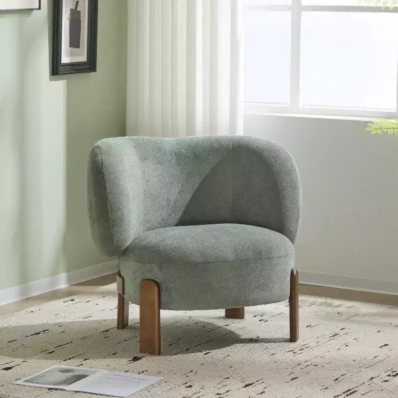 Poltrona senza braccioli imbottita "Wingback" in stile Mid-Century Modern